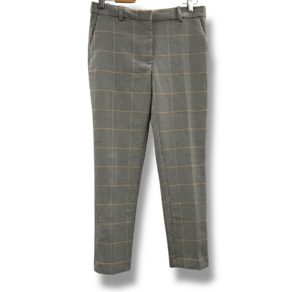 H&M Dress Pants Women's Size 8 Houndstooth Plaid Mid Rise Black Gray White Tan